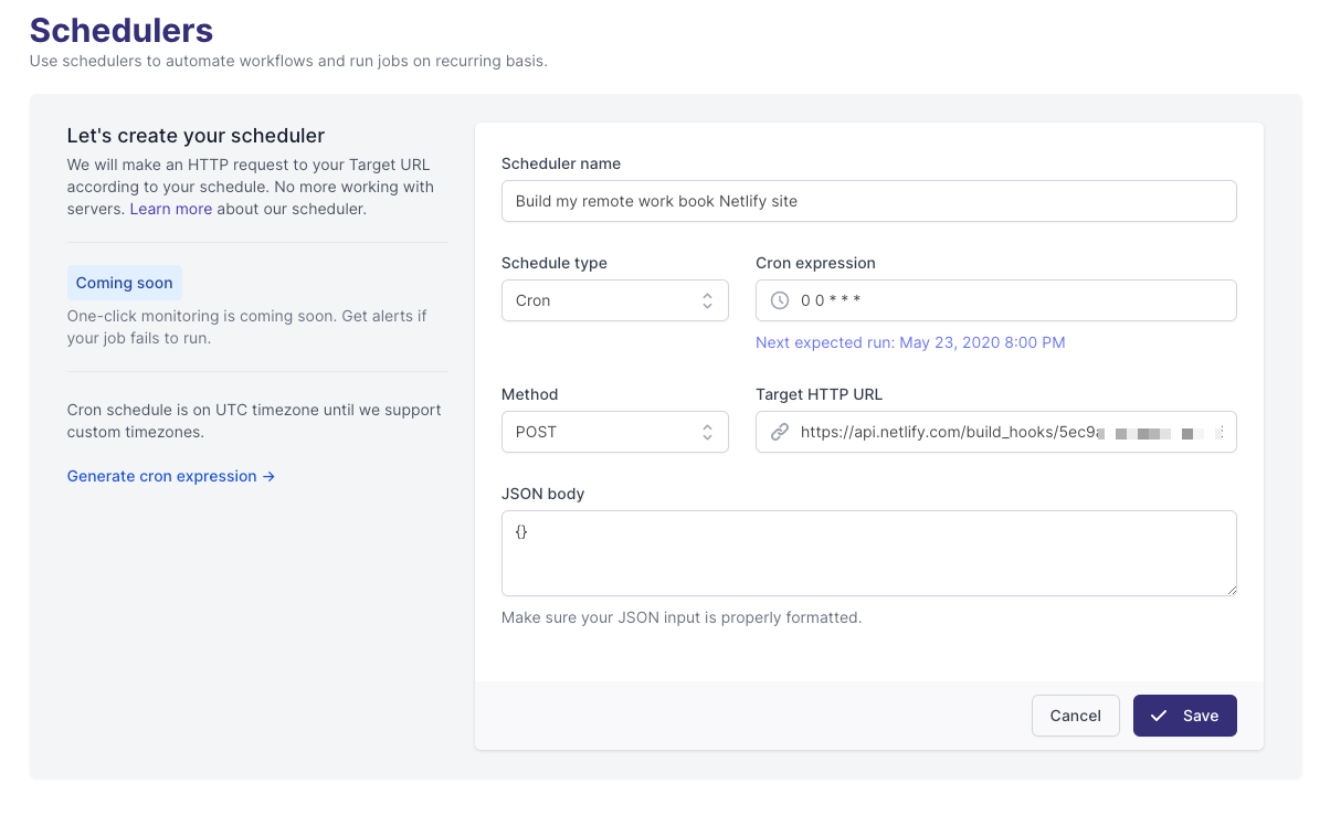 How to schedule Netlify builds and  deploys with Cronhub Scheduler